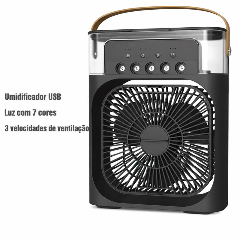 FreshAir 3 em 1 — Ventilador Umidificador Portátil com Luz Noturna LED
